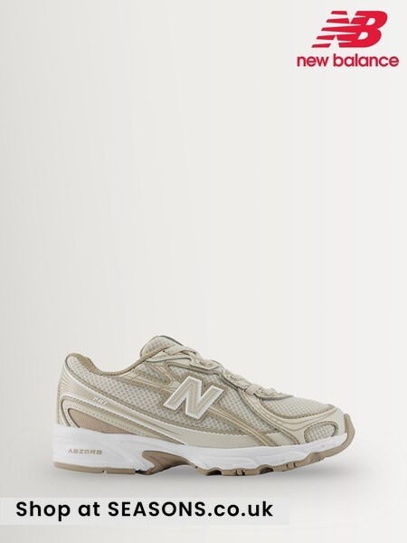 Taupe Brown - New Balance Kids 740 Bungee Lace Trainers