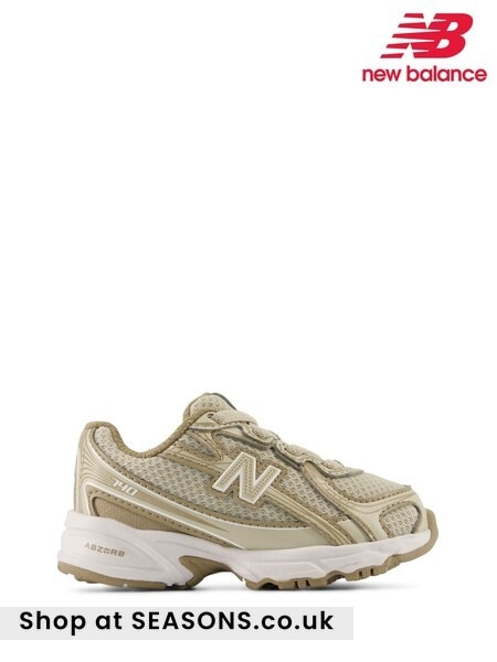 Taupe Brown - New Balance Infant 740 Bungee Lace Trainers