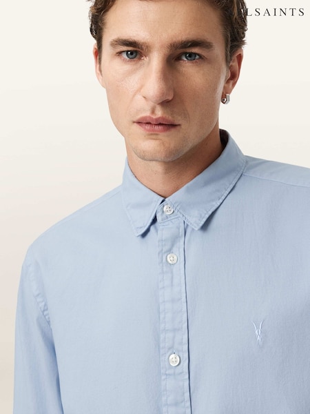 AllSaints Villa Blue Hawthorne Long Sleeve Shirt (V57057) | £99