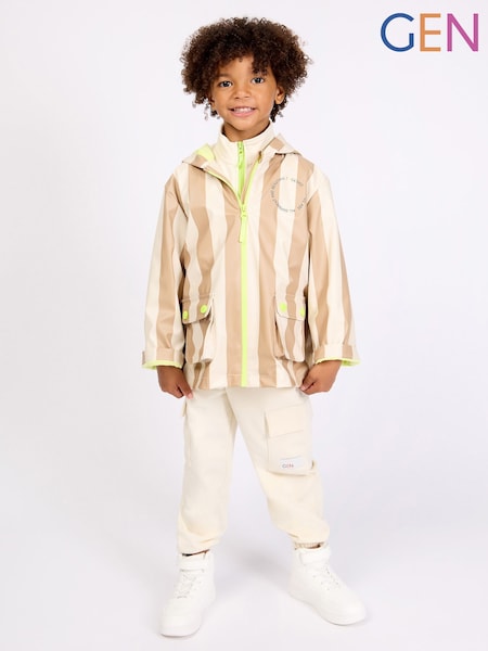 GEN Brown Hooded Printed Raincoat (V57167) | £32
