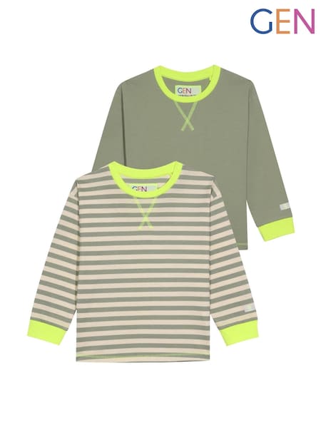 GEN Green Long Sleeve T-Shirts 2 Pack (V57174) | £28