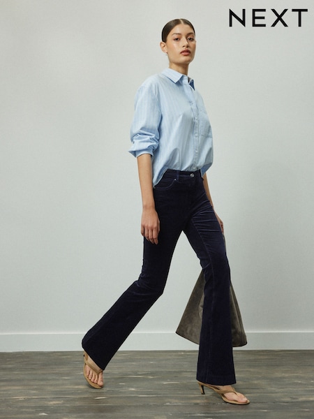 Navy Blue - Super Soft Corduroy Bootcut Trousers
