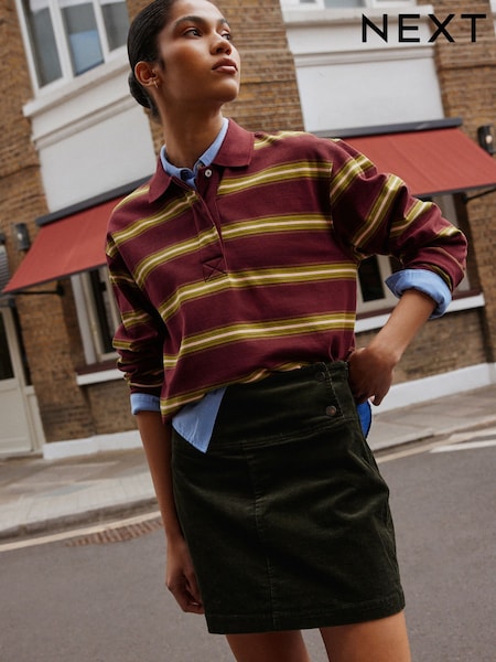 Khaki Green - Cord Mini Skirt
