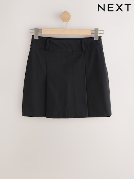 Black - Pleated Mini Skirt With Stretch