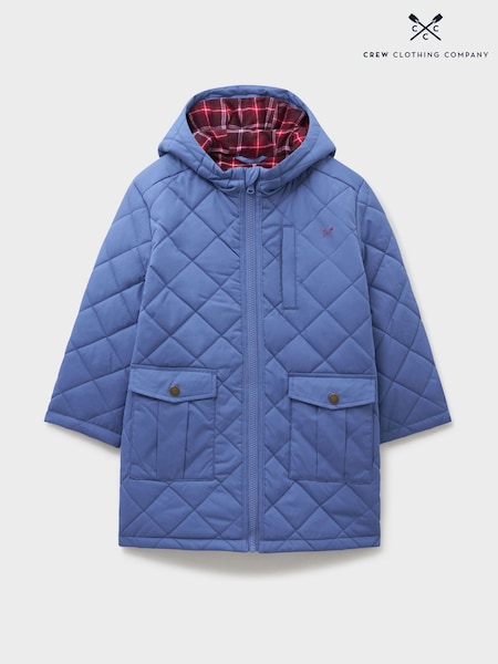 Crew Clothing Blue Hooded Quilt Coat (V57616) | £46 - £54
