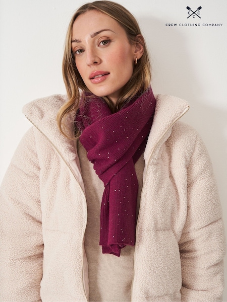 Crew Clothing Red Glitterball Scarf (V57636) | £35