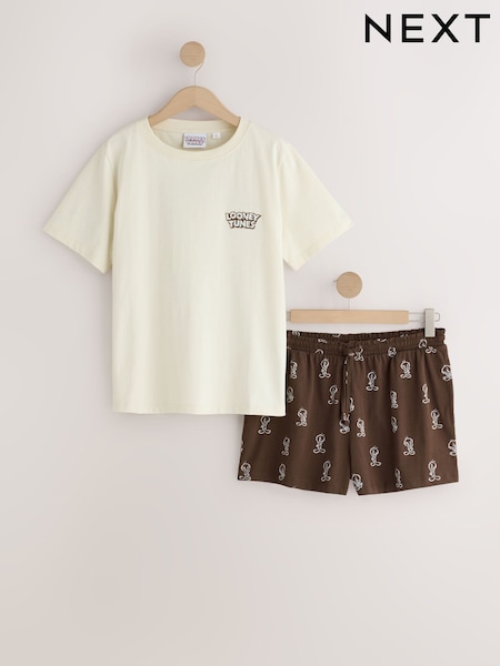 Ecru/Brown Looney Tunes - Short Pyjamas Set