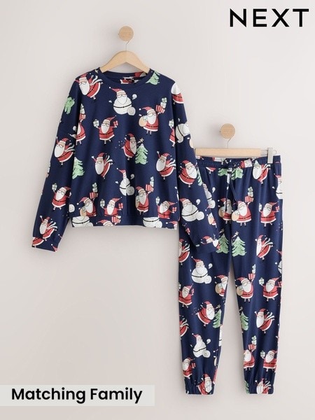 Navy Santa - Matching Family Christmas Long Sleeve Pyjamas