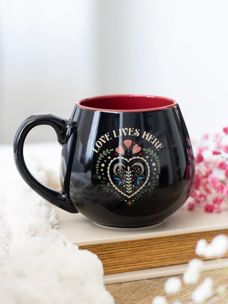 Something Different Black Love Lives Here Folk Heart Rounded Mug (V58581) | £13