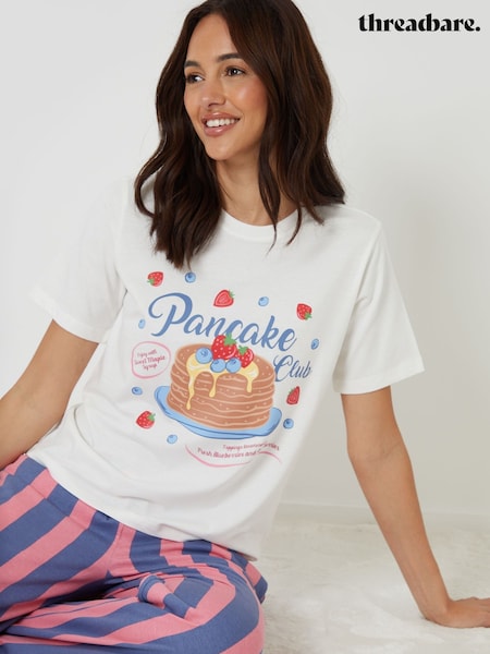 Threadbare Blue Graphic Print Short Sleeve Pyjamas Set (V58603) | £24