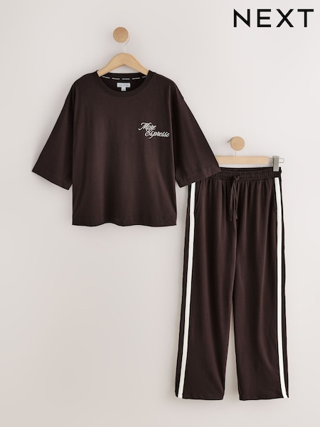 Chocolate Brown Espresso - Graphic Short Sleeve Pyjamas