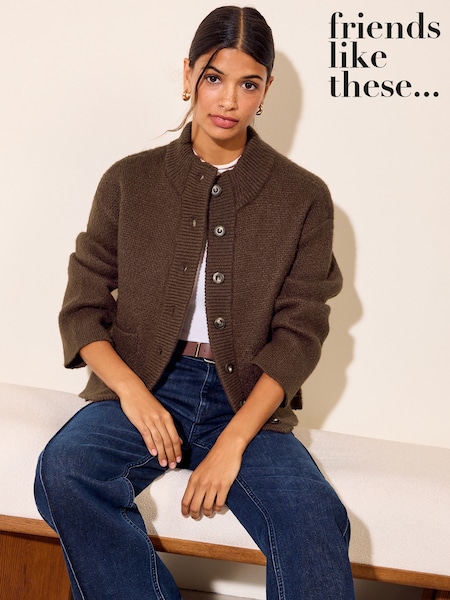 Neutral - Friends Like These Knitted Bomber Cardigan
