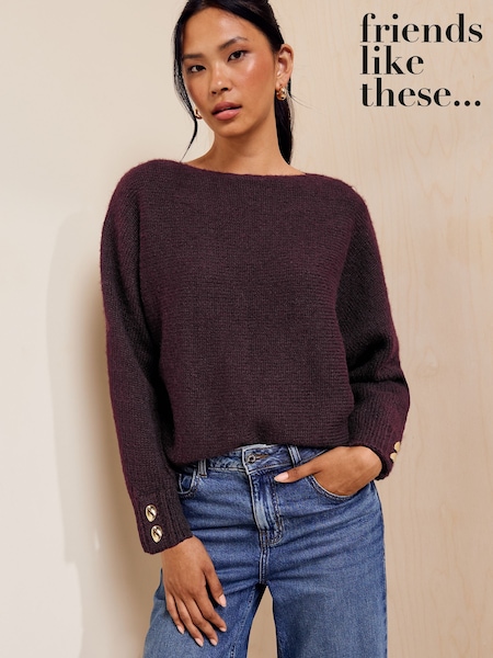 Aubergine Purple - Friends Like These Slash Neck Jumper