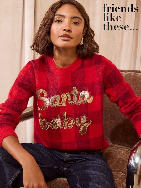 Red - Friends Like These Santa Baby Graphic Christmas Jumper
