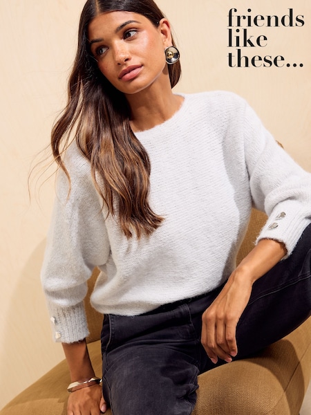 Grey - Friends Like These Slash Neck Jumper