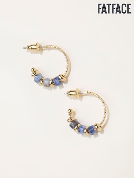 Blue - Fatface Stone Hoop Earrings