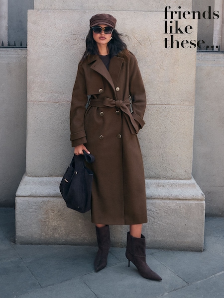 Chocolate Brown - Friends Like These Double Breasted Maxi Coat