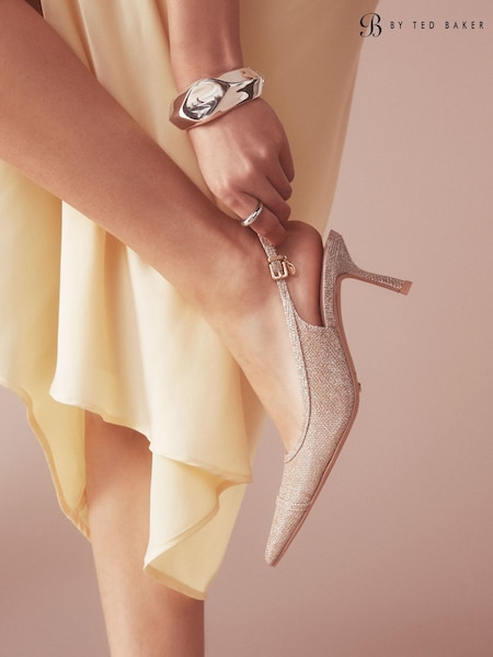 Gold Shimmer - B By Ted Baker Point Toe Sling Back Heels