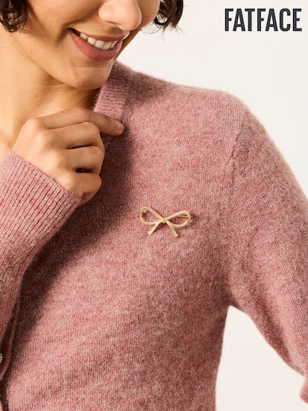 Gold Tone - Fatface Bow Brooch