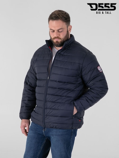 D555 Blue ROWLAND  Puffer Jacket With Sleeve Patch (V59106) | £55