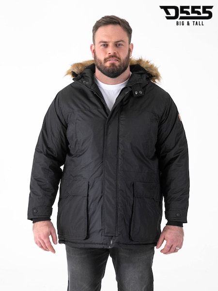 D555 Black LOVETT 1 Parka Style Jacket With Detachable Fur (V59111) | £95