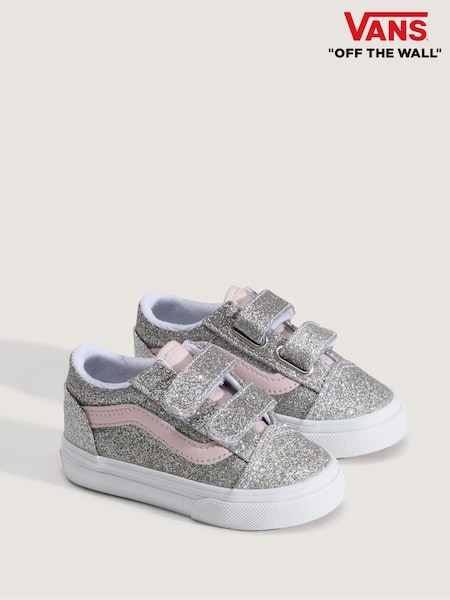 Silver - Vans Old Skool V Glitter Trainers