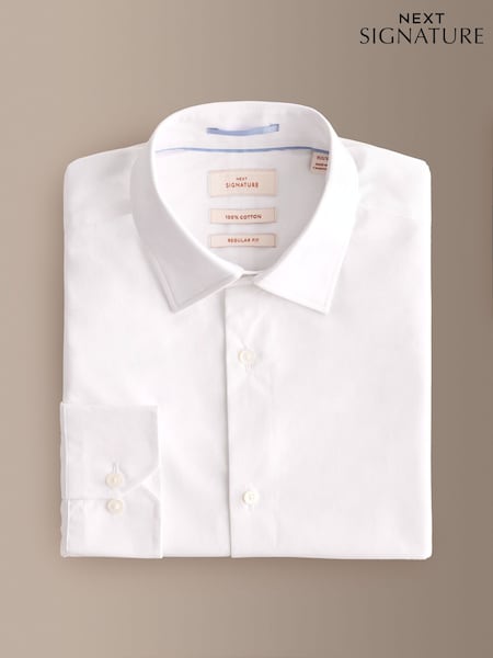 White - Regular Fit Signature Cotton Poplin Formal Shirt