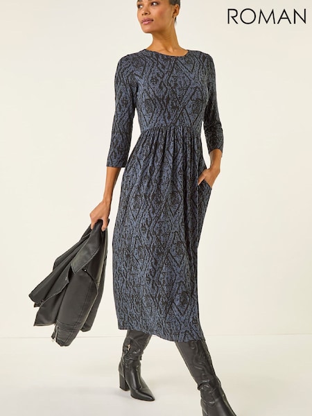 Roman Grey Abstract Midi Dress (V59692) | £48
