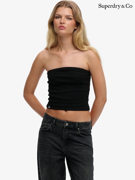 SUPERDRY Black Athletic Essentials Jersey BoobtubeTop (V59767) | £15
