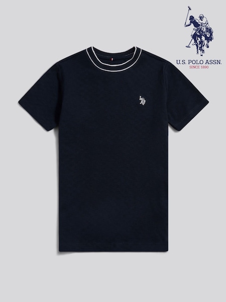 U.S. Polo Assn Blue Tipped Pique T-Shirt (V59778) | £28 - £42