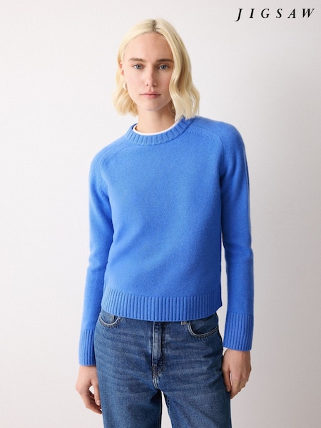 Jigsaw Blue Wool Cashmere Saddle Jumper (V60132) | £99