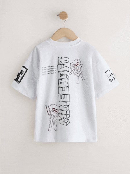 White - Minecraft T-shirt (3-16yrs)