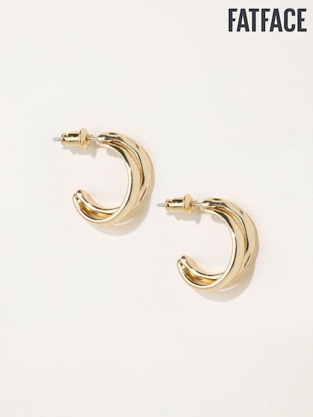 Gold Tone - Fatface Hammered Double Hoops