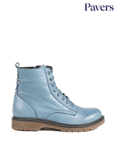 Pavers Denim All Leather Block Heel Ankle Boots (V60300) | £70