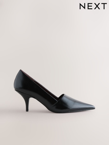 Black - Forever Comfort® Leather Highcut Court Heels
