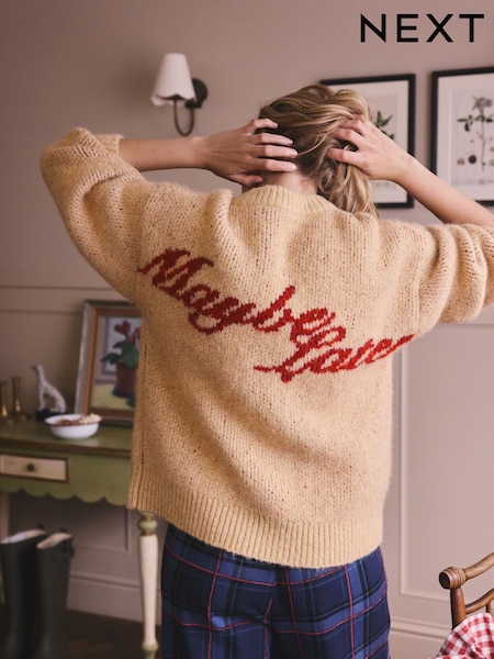 Camel - Knit Slogan Jumper