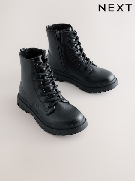 Black Matt - Warm Lined Lace-up Boots