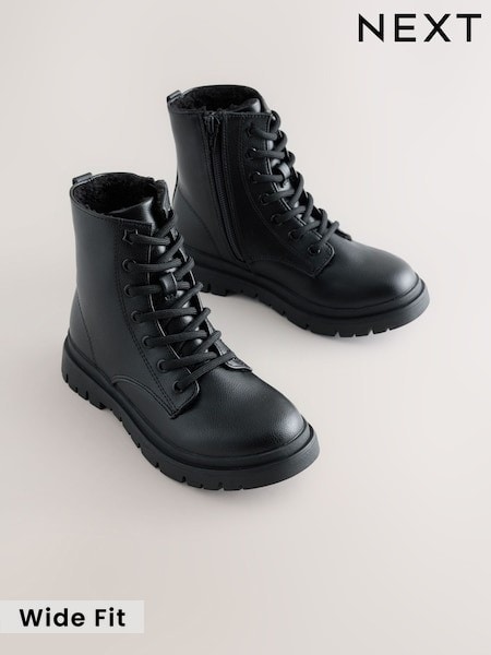 Black Matt - Warm Lined Lace-up Boots