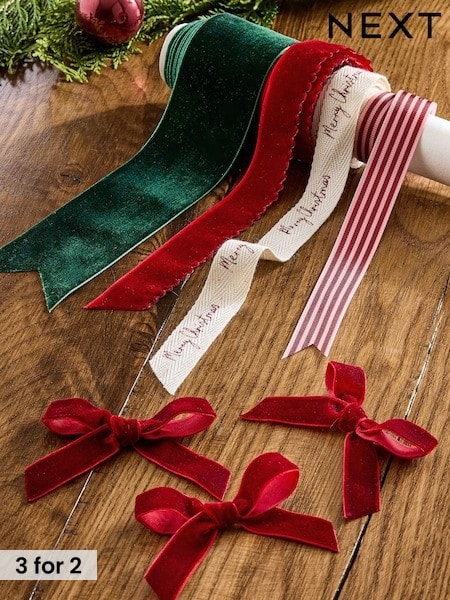Christmas Wrap Gift Ribbon Accessory Pack