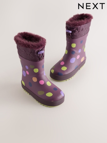 Purple Spot - Thinsulate Lined Cuff Wellies