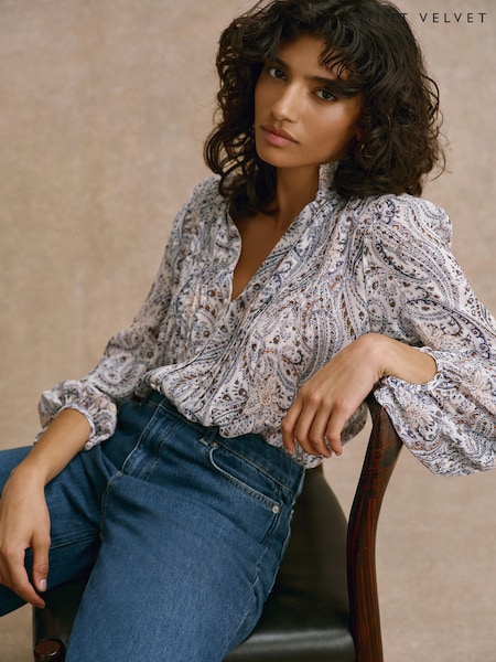 Mint Velvet Brown Paisley Print Blouse (V60514) | £89