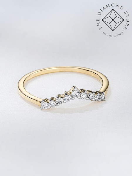 The Diamond Store White 0.15ct Lab Diamond Wishbone Ring H/Si Quality in 18K Gold Vermeil (V60551) | £141