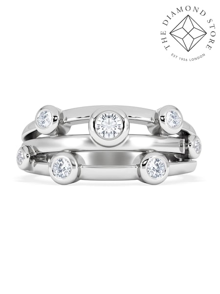 The Diamond Store White Lab Diamond Rain Drop Ring 0.50ct in 925 Silver (V60558) | £260