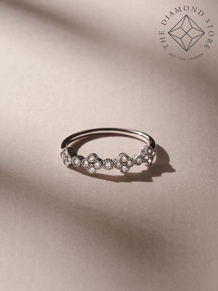 The Diamond Store White Alegria 4 Clover Lab Ruby Ring 0.18ct in 18k Gold Vermeil (V60567) | £188