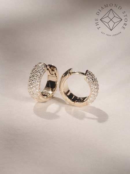 The Diamond Store White Micro Pave Huggies Lab Diamond Earrings 0.55ct in 18k Gold Vermeil (V60578) | £331