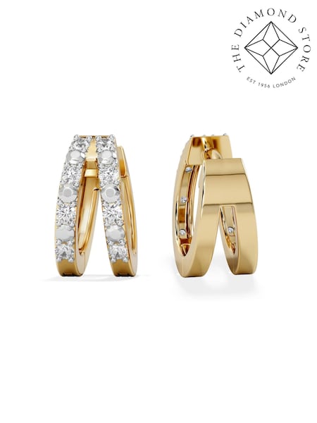 The Diamond Store White Lab Diamond Tennis Bracelet 3.00ct in 18K Gold Vermeil Earrings (V60585) | £758