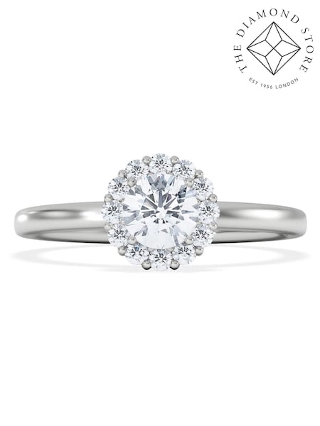 The Diamond Store White The Fleur Halo 0.50ct Round Cut Lab Diamond Ring in Sterling Silver (V60589) | £283
