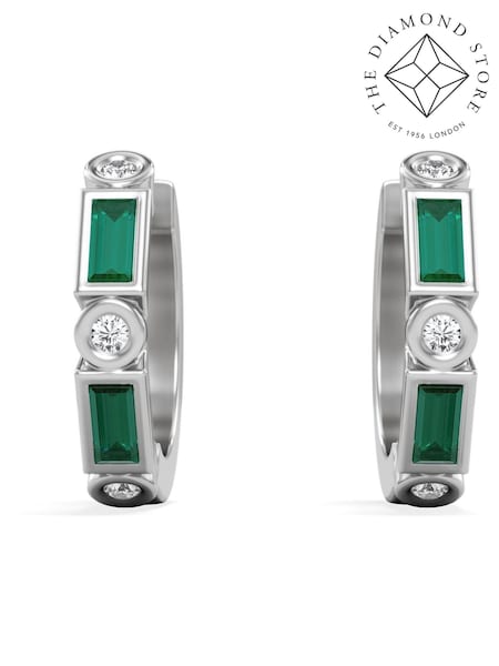 The Diamond Store Green White Forme 0.52ct Baguette Cut Lab Emerald  Huggie Earrings in 18K Gold Vermeil (V60592) | £141