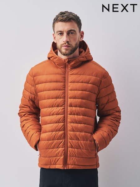 Orange - Regular Lightweight Shower Resistant Quilted Jacket