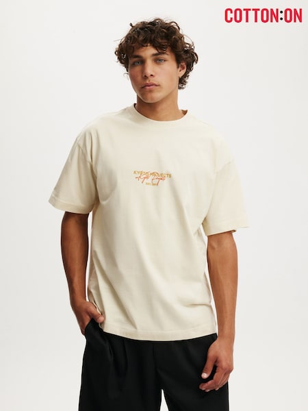 Cotton On Cream Box Fit Text T-Shirt (V60830) | £25